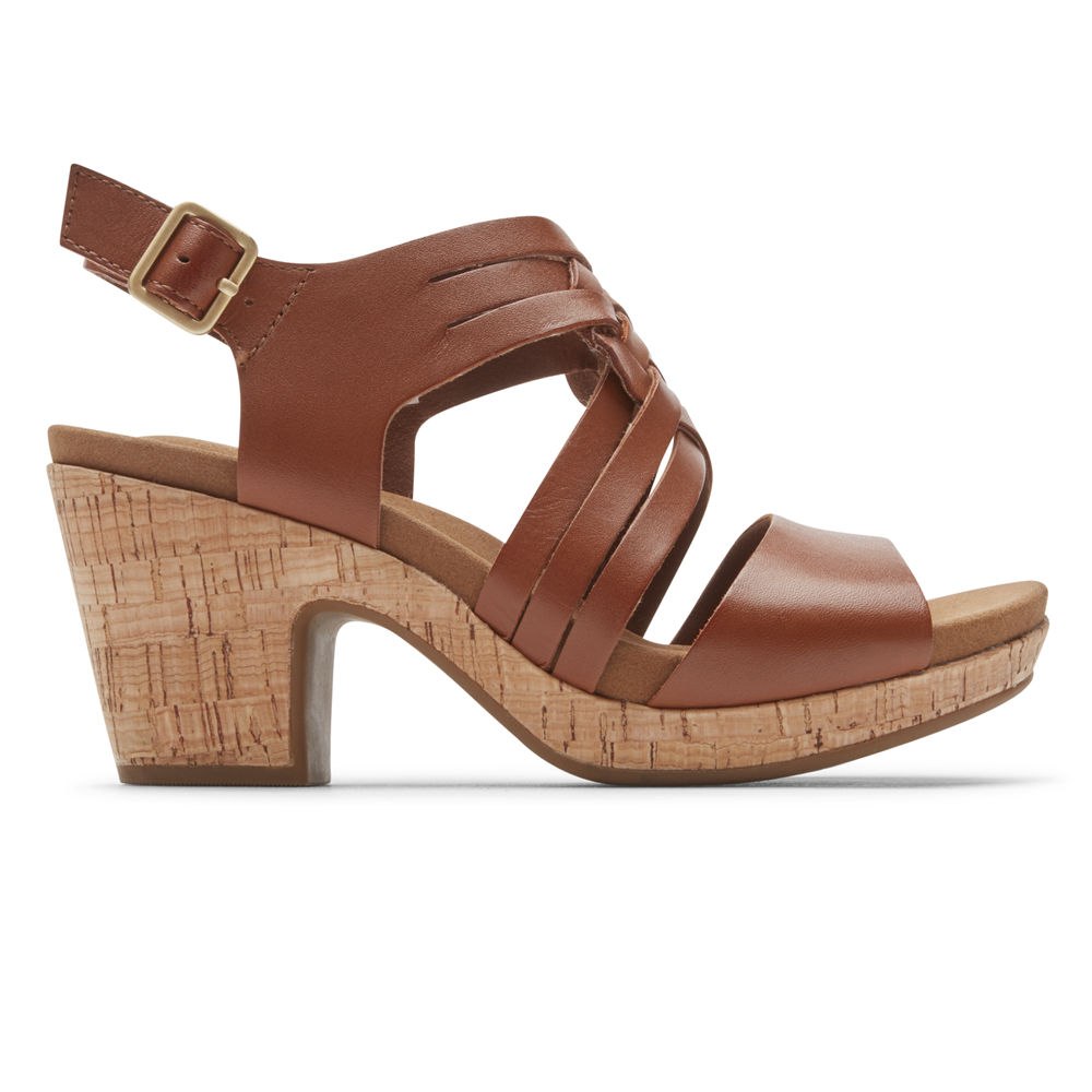 Rockport Womens Vivianne Woven Slingback - Sandals Brown - JHB821906